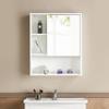 Basicwise Wall Mount Bathroom Mirrored Storage Cabinet with Open Shelf | 2 Adjustable Shelves Medicine Organizer Storage Furniture for Bathrooms, Kitchens, and Laundry Room (White) view 2