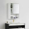 Basicwise Wall Mount Bathroom Mirrored Storage Cabinet with Open Shelf | 2 Adjustable Shelves Medicine Organizer Storage Furniture for Bathrooms, Kitchens, and Laundry Room (White) view 4