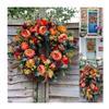 2022 New Fall Peony and Pumpkin Wreath Year Round, Farmhouse Fall Wreaths for Front Door, Durable Autumn Wreath with Maple Leaf Berry Pumpkin Pinecone Harvest Wreath for Halloween Home Decor (19.69IN) view 1