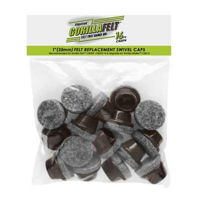 GorillaFelt CB2594 Replacement 1 Inch Swivel Felt Cap Inserts for use with GorillaFelt CB259 / CB259-16 and GorillaGlides CB213 (Includes 16 Felt Caps) Plastic Glide Body Sold Separately