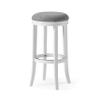 New Ridge Home Goods Avery 31in. Bar-Height Wood Backless Barstool with Upholstered Grey Swivel Seat, White Frame view 1