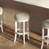 New Ridge Home Goods Avery 31in. Bar-Height Wood Backless Barstool with Upholstered Grey Swivel Seat, White Frame view 2