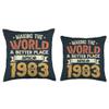 40 Birthday Making the world a better place since 1983 Throw Pillow view 3