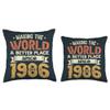 37 Birthday Making the world a better place since 1986 Throw Pillow view 3