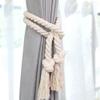 Home Solid Color Curtain Buckles Tie Rope Home Curtain Tieback Holder Clips for Curtains Hand Weaving Cotton Linen Rope 2pcs,01,2Pcs view 2