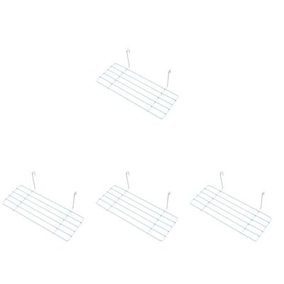 ORFOFE 4pcs Wire Storage Basket Rack Straight Shelf for Grid Panel Display White Practical Under-Shelf Organizer for Kitchen Pantry Laundry Closets and Bathrooms