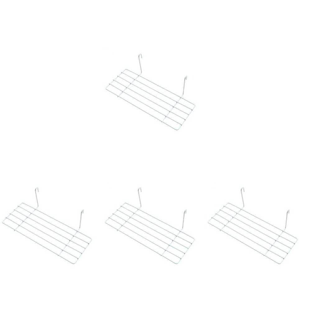 ORFOFE 4pcs Wire Storage Basket Rack Straight Shelf for Grid Panel Display White Practical Under-Shelf Organizer for Kitchen Pantry Laundry Closets and Bathrooms