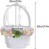 2Pcs Wedding Flower Basket with Pearls Decoration, Flower Girl Basket, White Rustic Flower Basket with Handle Candy Basket for Wedding Party view 2