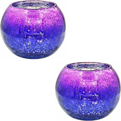 2Pcs Tealight Holders Decorative Bowl Votive Candle Holder, Glass Candle Holders, Round Candle Centerpiece for Tables Home Wedding Thanksgiving (Color : Purple, Size : 2pcs)