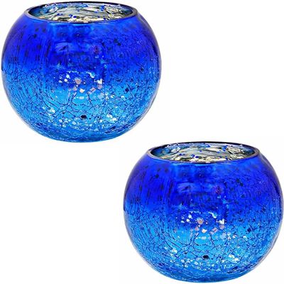 2Pcs Tealight Holders Decorative Bowl Votive Candle Holder, Glass Candle Holders, Round Candle Centerpiece for Tables Home Wedding Thanksgiving (Color : Blue, Size : 2pcs)