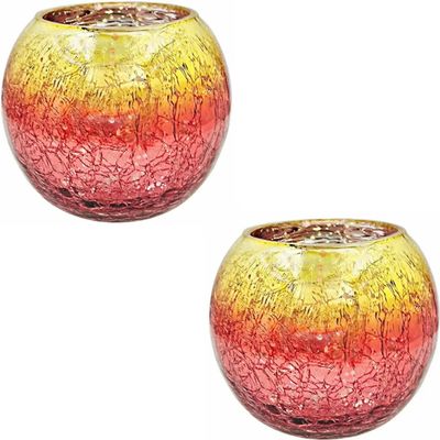 2Pcs Tealight Holders Decorative Bowl Votive Candle Holder, Glass Candle Holders, Round Candle Centerpiece for Tables Home Wedding Thanksgiving (Color : Yellow, Size : 2pcs)