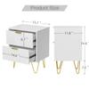 Anbuy White Nightstand Set of 2, End Side Table Double, Bedside Table with 2 Drawers, Dual Night Stand Metal Gold Legs for Bedroom Living Room view 3
