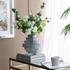 A&B Home Smoked Fluted Geometric Vase - Tiered Decorative Glass Vase, Tabletop Home Dcor, Bedroom Living Room Accent Piece Entryway Console Table Sideboard Flower Vase, 9" x 9" x 10" view 2