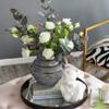 A&B Home Smoked Fluted Geometric Vase - Tiered Decorative Glass Vase, Tabletop Home Dcor, Bedroom Living Room Accent Piece Entryway Console Table Sideboard Flower Vase, 9" x 9" x 10" view 3