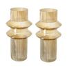 A&B Home Amber Fluted Glass Vase Set - Set of 2 Cylindrical Decorative Flower Vase, Tabletop Home Decor, Bedroom Living Room Accent Piece Entryway Console Table Sideboard Glass Vase, 6" x 6" x 12" view 1