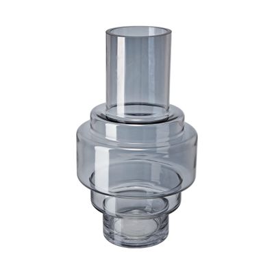 A&B Home Smoked Cylindric Glass Vase - Geometrical Decorative Vase, Tabletop Home Decor, Bedroom Living Room Accent Piece Entryway Console Table Sideboard Flower Vase, 8" x 8" x 14"