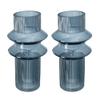 A&B Home Smoked Fluted Glass Vase Set - Set of 2 Cylindrical Decorative Flower Vase, Tabletop Home Decor, Bedroom Living Room Accent Piece Entryway Console Table Sideboard Glass Vase, 6" x 6" x 12" view 1