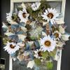BEAUTIFUL XL Thanksgiving White Sunflower Floral Fall Brown Plaid Cream Blue Deco Mesh Front Door Wreath, Door Hanger, Country Home, Farmhouse Decoration, Porch Sign view 2