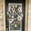 BEAUTIFUL XL Thanksgiving White Sunflower Floral Fall Brown Plaid Cream Blue Deco Mesh Front Door Wreath, Door Hanger, Country Home, Farmhouse Decoration, Porch Sign view 4