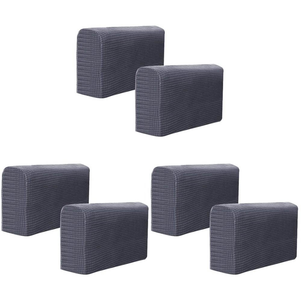 ORFOFE 6pcs Dark Grey Arm Rest Covers for Sofa Couch Armrest Cover Elastic Closure Office Armrest Towel