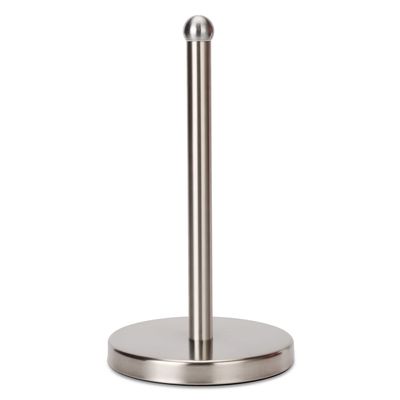Heavy Weighted Towel Holder, Easy One-Handed Design for Kitchen Stand Dispenser, Sturdy Base for Standard and Mega Paper Rolls (Brushed - Stainless Steel Base)