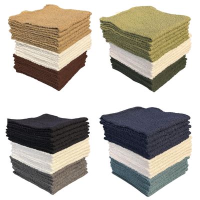 Petal Cliff Washcloths, 72 Pcs 100% Cotton wash Cloths, Soft and Maximum Absorbent, Machine Washable, Size 11" X 11", Assorted Colors.