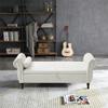 63" Velvet Upholstered Storage Bench, Multifunctional Rectangular Hallway Sofa Stool Buttons Tufted Nailhead Trimmed Ottoman with Solid Wood Legs and 1 Pillow for Bedroom, Living Room (Beige) view 1