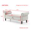63" Velvet Upholstered Storage Bench, Multifunctional Rectangular Hallway Sofa Stool Buttons Tufted Nailhead Trimmed Ottoman with Solid Wood Legs and 1 Pillow for Bedroom, Living Room (Beige) view 2