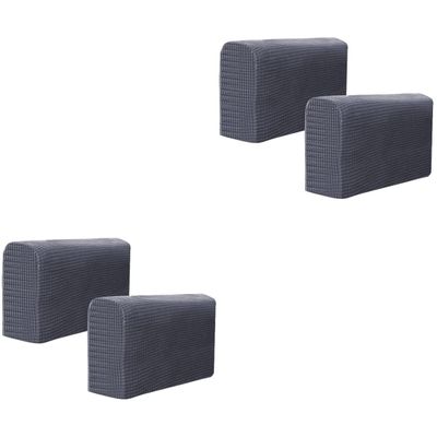 ORFOFE 4pcs Elastic Sofa Armrest Cover Set Dark Grey Armrest Protector Towels for Home Office Non- Design Comfortable Easy to Clean