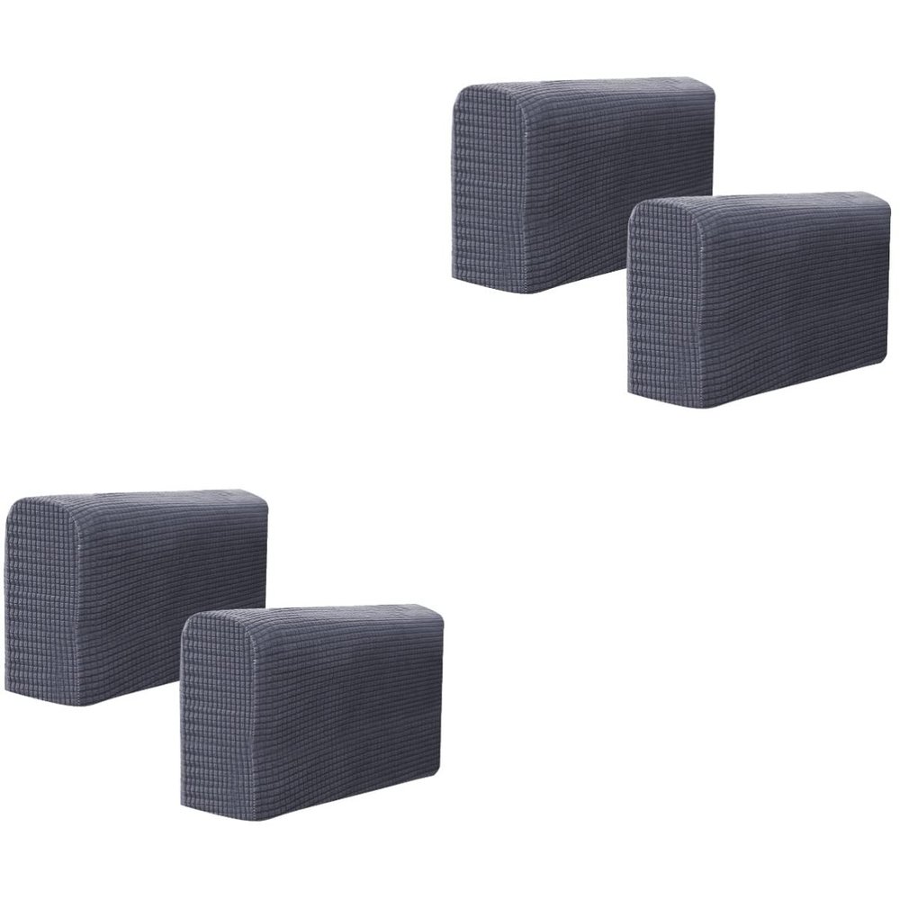 ORFOFE 4pcs Elastic Sofa Armrest Cover Set Dark Grey Armrest Protector Towels for Home Office Non- Design Comfortable Easy to Clean