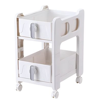 HNXMJ Movable Storage Rack for Living Room Bedroom, Snack Storage Cupboard, Mobile Bedside Shelf, Kitchen Floor Storage Trolley, Small Cart, Rolling Cart Storage Organizer, Storage Rolling Cart