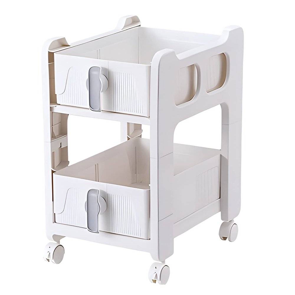 HNXMJ Movable Storage Rack for Living Room Bedroom, Snack Storage Cupboard, Mobile Bedside Shelf, Kitchen Floor Storage Trolley, Small Cart, Rolling Cart Storage Organizer, Storage Rolling Cart