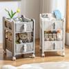 HNXMJ Movable Storage Rack for Living Room Bedroom, Snack Storage Cupboard, Mobile Bedside Shelf, Kitchen Floor Storage Trolley, Small Cart, Rolling Cart Storage Organizer, Storage Rolling Cart view 2