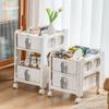 HNXMJ Movable Storage Rack for Living Room Bedroom, Snack Storage Cupboard, Mobile Bedside Shelf, Kitchen Floor Storage Trolley, Small Cart, Rolling Cart Storage Organizer, Storage Rolling Cart view 4