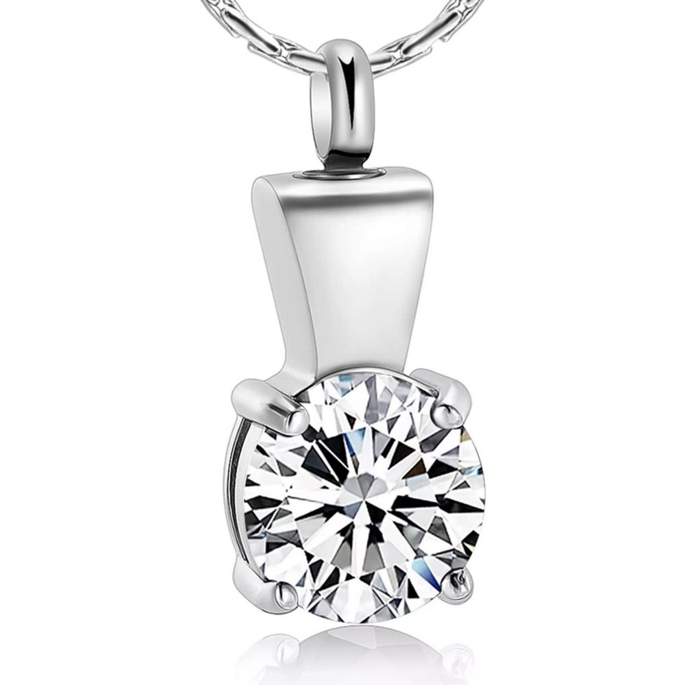 SHEIL Big Zircon Stone Inlay Human Cremation Jewelry for Human Ashes Holder Keepsake Funeral Urn Casket Stainless Steel,5