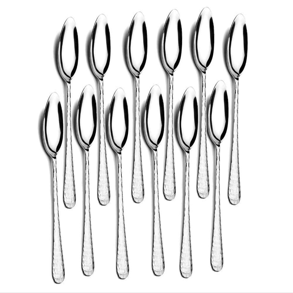 Anjali Enterprises Steel Round Edge Stainless Steels Spoons Designer Chammach Cutlery Set for Dining Table Stylish Kitchen (Set of) (24)