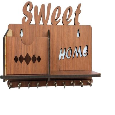 My Dream Carts Sweet Home MDF Wood Wall Mounted Design Family Key Holders for Wall Decor Wooden Stylish Hook Stand Key Organizer for Decor Home Office, Living Room, Hall, Kitchen Mobile Charge Stand
