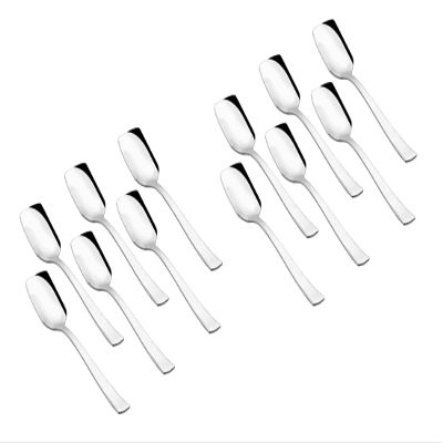 Anjali Enterprises Stainless Steel Ice-Cream Spoons, Set of 12 Pcs.(14 cm) | Stainless Steel Silverware Spoon Set