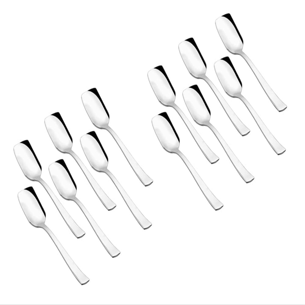 Anjali Enterprises Stainless Steel Ice-Cream Spoons, Set of 12 Pcs.(14 cm) | Stainless Steel Silverware Spoon Set