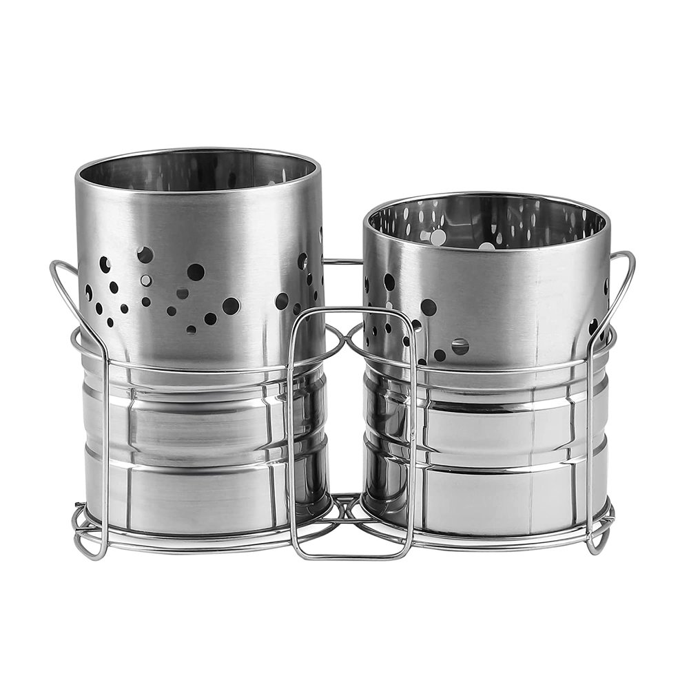 Anjali Enterprises Stainless Steel Spoon Stand Cutlery Holder (Combo Pack of 2) Big Size