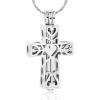 SHEIL Cross Shape Human/Animal Ashes Urn Necklace Stainless Steel Cremation Jewelry with Cross Inner Urn Engravable,1 view 1