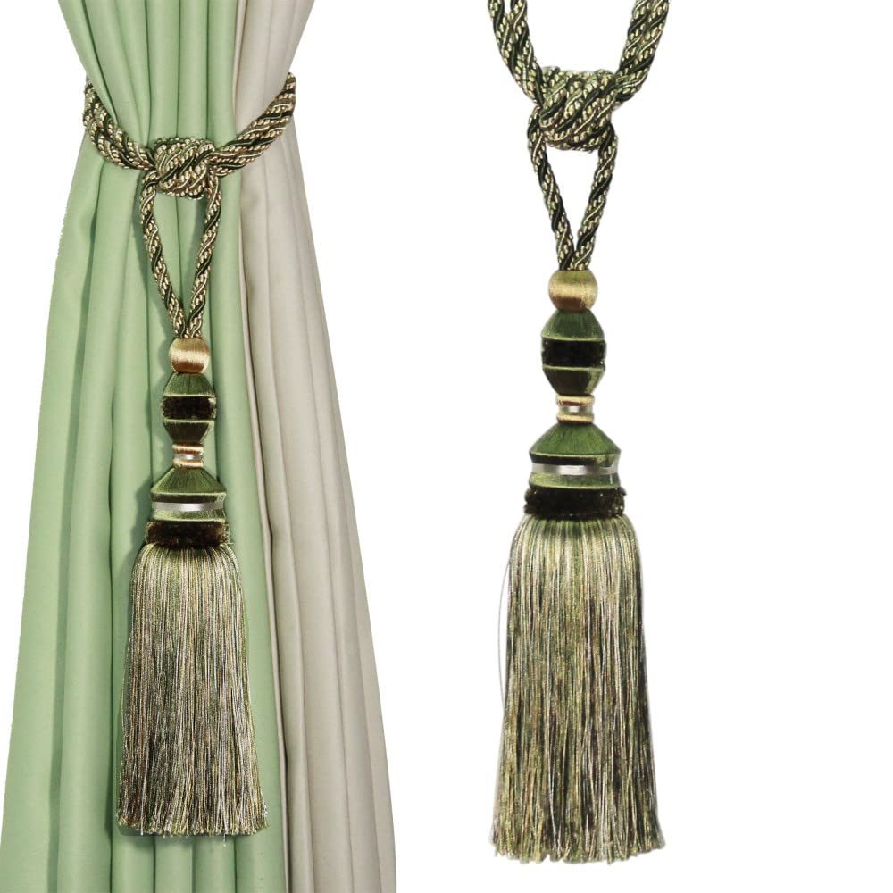 1Pc Hanging Ball Tassel Curtain Tieback Big Tassels Ball Hanging Curtains Holder Buckle Rope Room Aaccessories,Mix Green,1pcs
