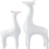 2 Pieces Deer Figurines Modern Couple Reindeer Sculpture Animal Crafts Ornaments for Christmas Table Living Room Decorations - White view 1