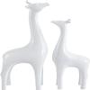 2 Pieces Deer Figurines Modern Couple Reindeer Sculpture Animal Crafts Ornaments for Christmas Table Living Room Decorations - White view 4