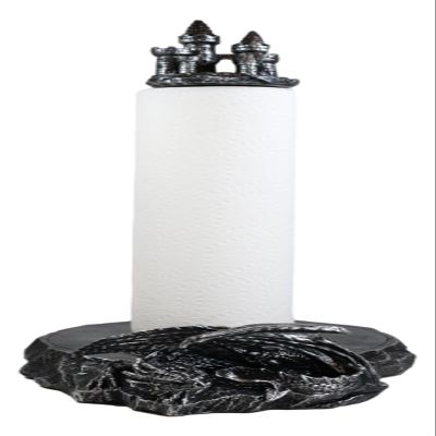 Ebros Gift 'Draco's Swipes' Medieval Fantasy Gothic Sleeping Saurian Dragon in Castle Fortress Paper Towel Holder Display Dispenser Stand Kitchen Dining Bathroom Home Decor Party Hosting Accent