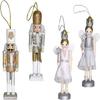 4pcs Christmas Nutcracker Hanging Figure Wooden Nutcracker Soldier Christmas Desktop Statue for Xmas Tree Living Room Decoration view 1