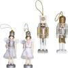 4pcs Christmas Nutcracker Hanging Figure Wooden Nutcracker Soldier Christmas Desktop Statue for Xmas Tree Living Room Decoration view 3