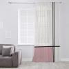 Abstract Blush Pink Semi Sheer Curtains Drapes for Living Room,French Doors Window 45 Inches Long,Modern Geometric Patchwork Stripes Art Rod Pocket Chiffon Curtain Drapery Voile Draperies Panel view 2