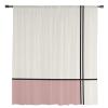 Abstract Blush Pink Semi Sheer Curtains Drapes for Living Room,French Doors Window 45 Inches Long,Modern Geometric Patchwork Stripes Art Rod Pocket Chiffon Curtain Drapery Voile Draperies Panel view 3