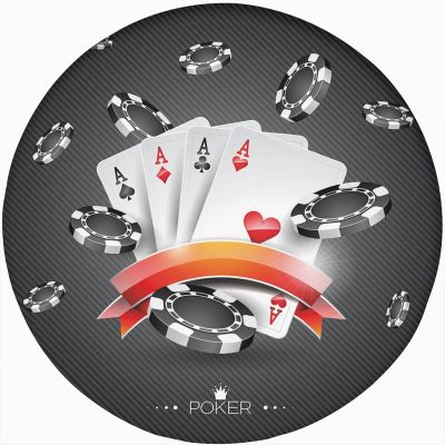 XISUNYA Poker Tournament Decor Round Fitted Tablecloth with Elastic Edge,Artistic Display Spread Chips with Poker Cards Print Polyester Table Cloth, Large, Fit Round Tables up 45"-56" Diameter,